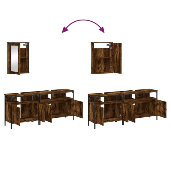 vidaXL 3 Piece Bathroom Furniture Set Smoked Oak Engineered Wood - Image 9