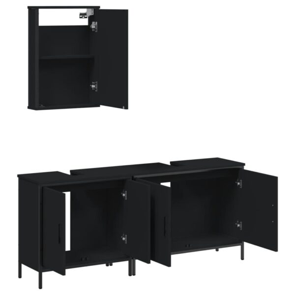 vidaXL 3 Piece Bathroom Furniture Set Black Engineered Wood - Image 5