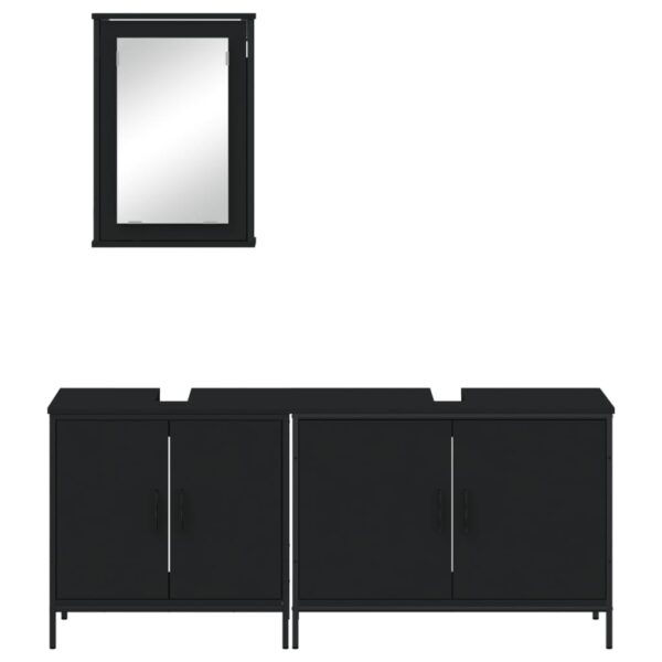 vidaXL 3 Piece Bathroom Furniture Set Black Engineered Wood - Image 6