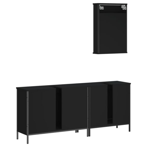 vidaXL 3 Piece Bathroom Furniture Set Black Engineered Wood - Image 8