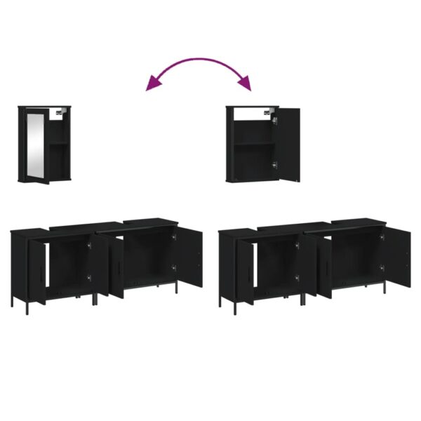 vidaXL 3 Piece Bathroom Furniture Set Black Engineered Wood - Image 9