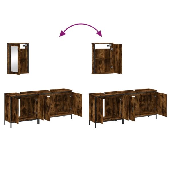 vidaXL 3 Piece Bathroom Furniture Set Smoked Oak Engineered Wood - Image 9