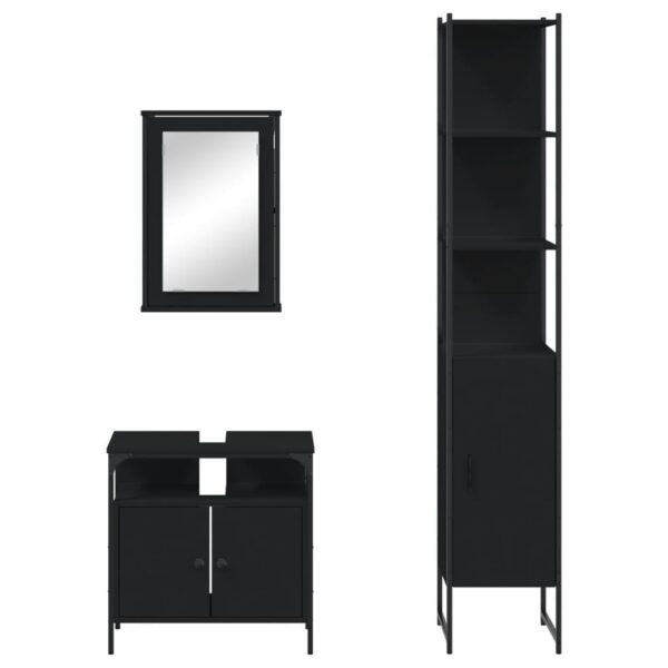 vidaXL 3 Piece Bathroom Furniture Set Black Engineered Wood - Image 6