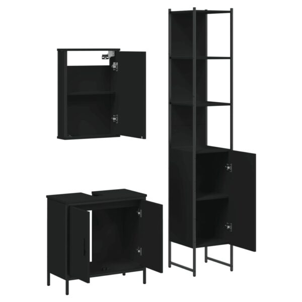 vidaXL 3 Piece Bathroom Furniture Set Black Engineered Wood - Image 5