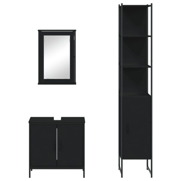 vidaXL 3 Piece Bathroom Furniture Set Black Engineered Wood - Image 6