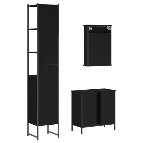 vidaXL 3 Piece Bathroom Furniture Set Black Engineered Wood - Image 8