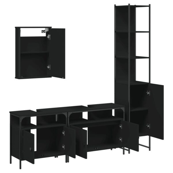 vidaXL 4 Piece Bathroom Furniture Set Black Engineered Wood - Image 5