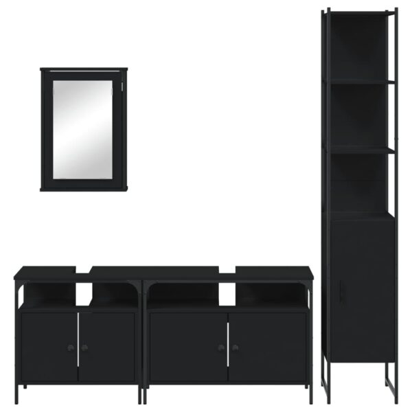 vidaXL 4 Piece Bathroom Furniture Set Black Engineered Wood - Image 6