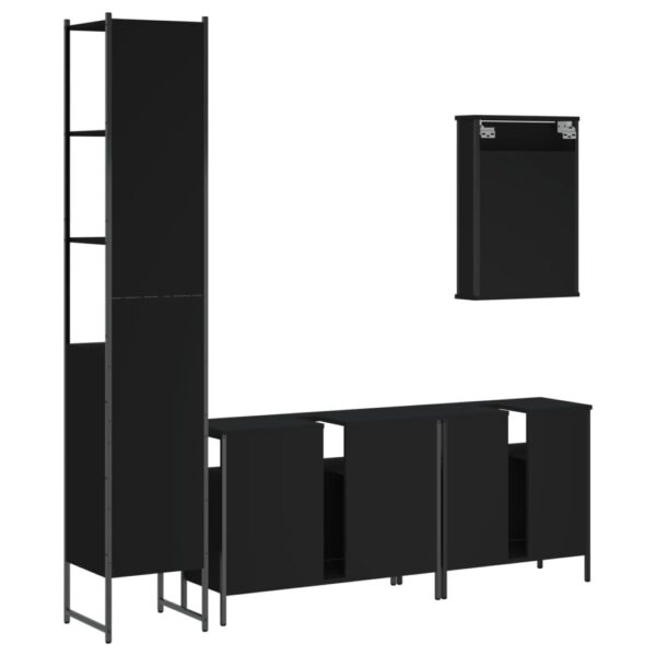 vidaXL 4 Piece Bathroom Furniture Set Black Engineered Wood - Image 8