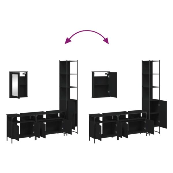 vidaXL 4 Piece Bathroom Furniture Set Black Engineered Wood - Image 9