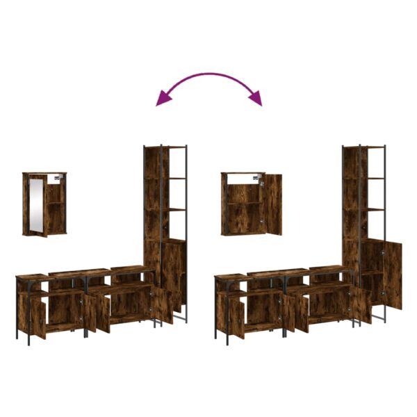 vidaXL 4 Piece Bathroom Furniture Set Smoked Oak Engineered Wood - Image 9