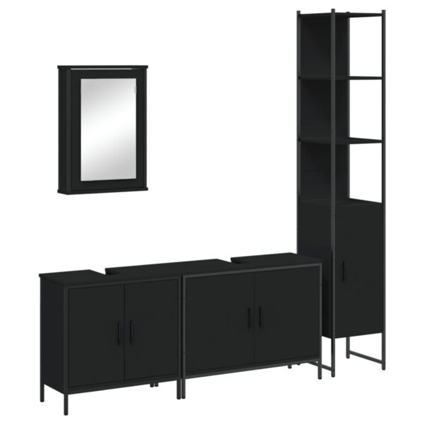 vidaXL 4 Piece Bathroom Furniture Set Black Engineered Wood - Image 2