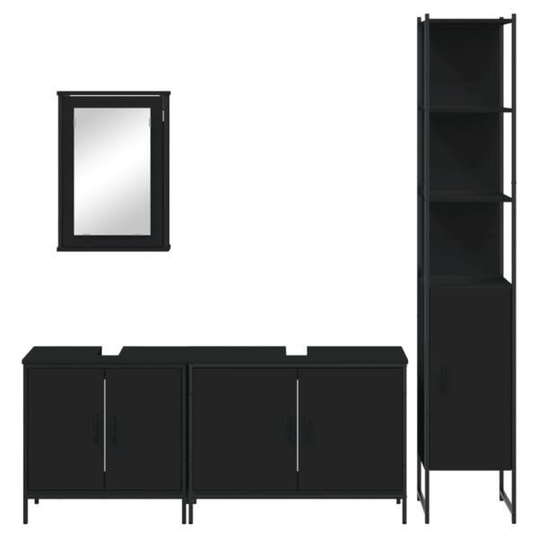 vidaXL 4 Piece Bathroom Furniture Set Black Engineered Wood - Image 6