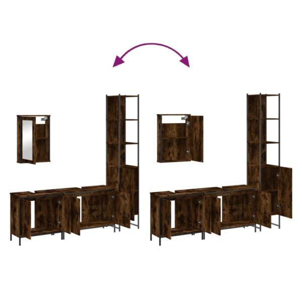 vidaXL 4 Piece Bathroom Furniture Set Smoked Oak Engineered Wood - Image 9