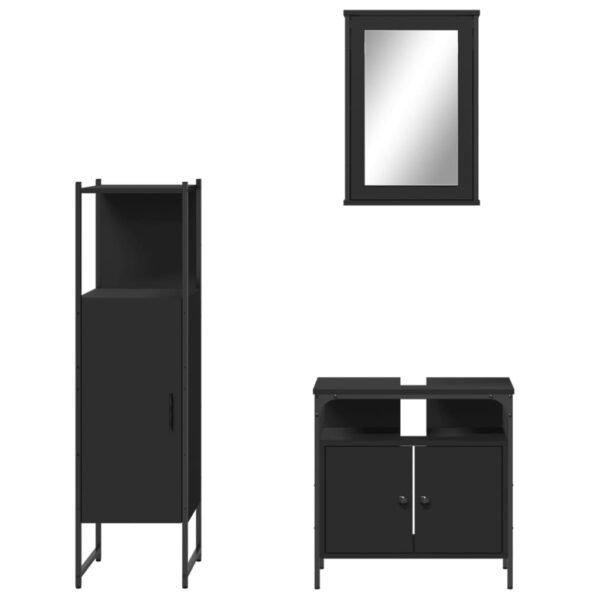 vidaXL 3 Piece Bathroom Furniture Set Black Engineered Wood - Image 5