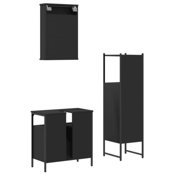 vidaXL 3 Piece Bathroom Furniture Set Black Engineered Wood - Image 8