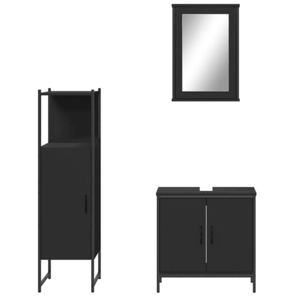 vidaXL 3 Piece Bathroom Furniture Set Black Engineered Wood - Image 5