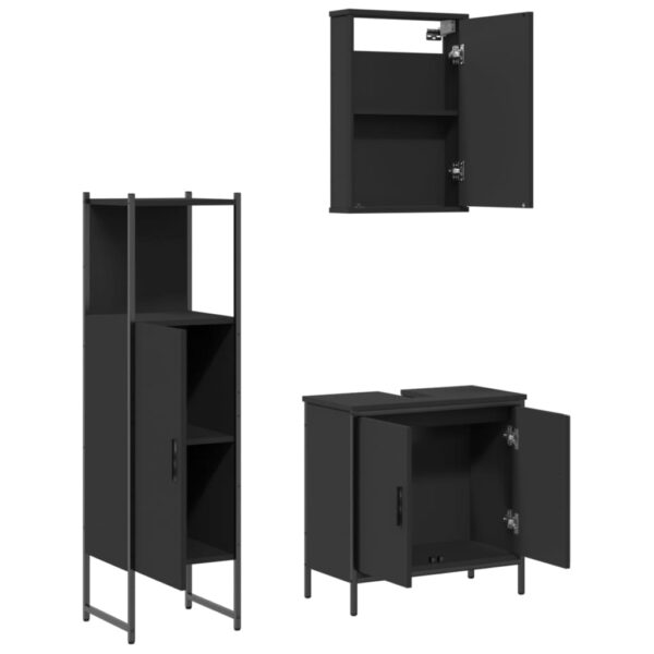 vidaXL 3 Piece Bathroom Furniture Set Black Engineered Wood - Image 6