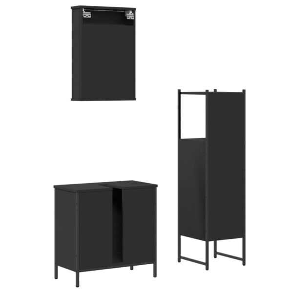 vidaXL 3 Piece Bathroom Furniture Set Black Engineered Wood - Image 8