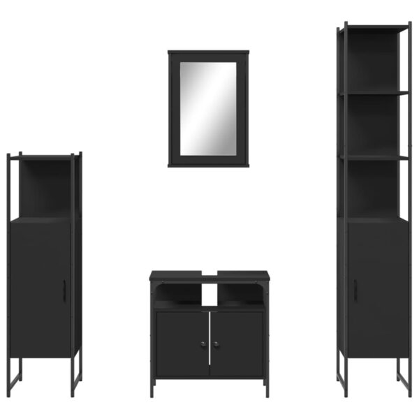 vidaXL 4 Piece Bathroom Furniture Set Black Engineered Wood - Image 5