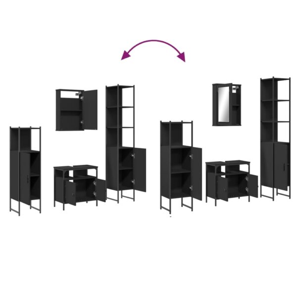 vidaXL 4 Piece Bathroom Furniture Set Black Engineered Wood - Image 10