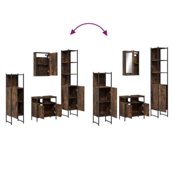 vidaXL 4 Piece Bathroom Furniture Set Smoked Oak Engineered Wood - Image 10