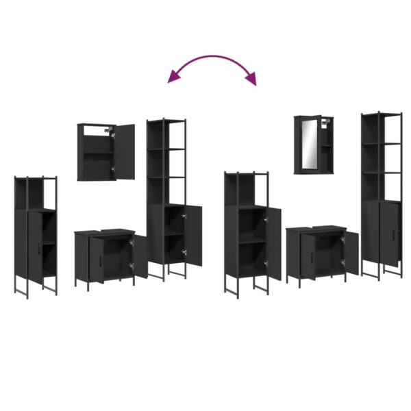 vidaXL 4 Piece Bathroom Furniture Set Black Engineered Wood - Image 10