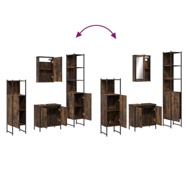 vidaXL 4 Piece Bathroom Furniture Set Smoked Oak Engineered Wood - Image 10