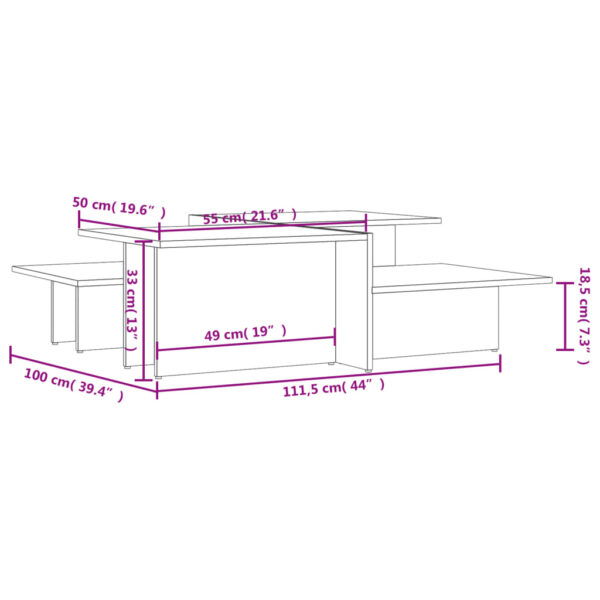 vidaXL Coffee Tables 2 pcs White Engineered Wood - Image 8