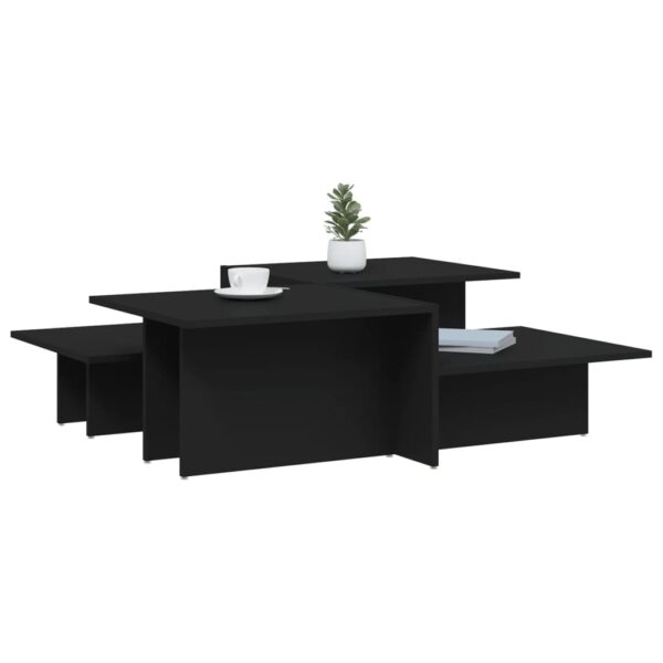 vidaXL Coffee Tables 2 pcs Black Engineered Wood - Image 3