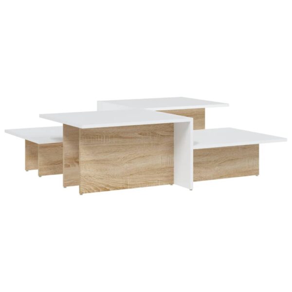 vidaXL Coffee Tables 2 pcs Sonoma Oak and White Engineered Wood - Image 2