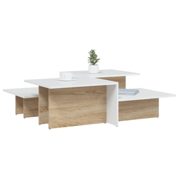 vidaXL Coffee Tables 2 pcs Sonoma Oak and White Engineered Wood - Image 3