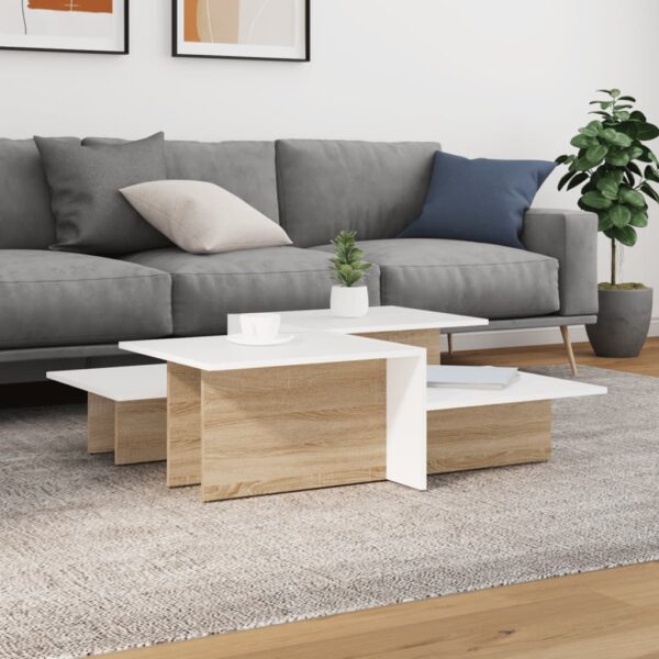 vidaXL Coffee Tables 2 pcs Sonoma Oak and White Engineered Wood