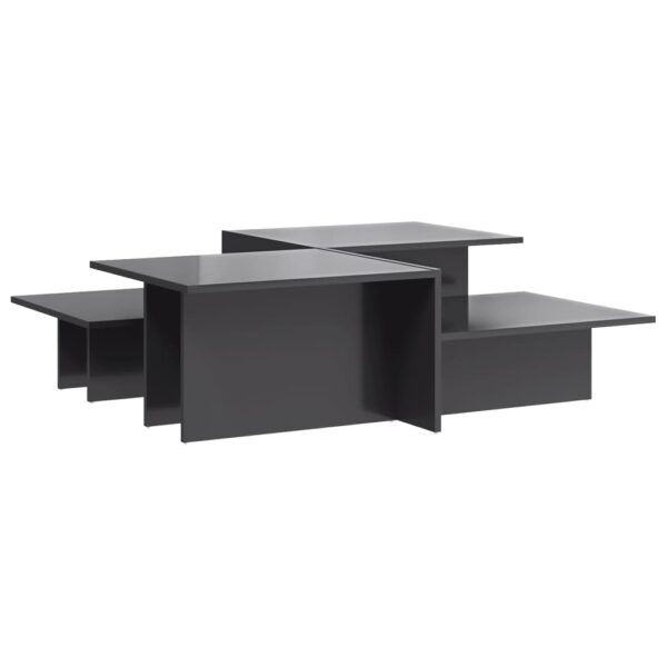 vidaXL Coffee Tables 2 pcs High Gloss Gray Engineered Wood - Image 2