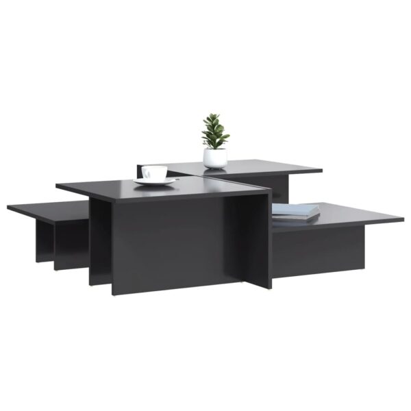 vidaXL Coffee Tables 2 pcs High Gloss Gray Engineered Wood - Image 3