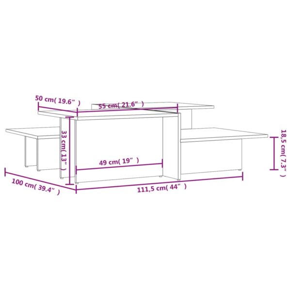 vidaXL Coffee Tables 2 pcs High Gloss Gray Engineered Wood - Image 8