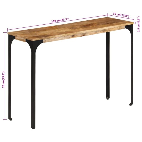 vidaXL Console Table Brown 43.3"x13.8"x29.9" Solid Wood Mango and Iron - Image 9