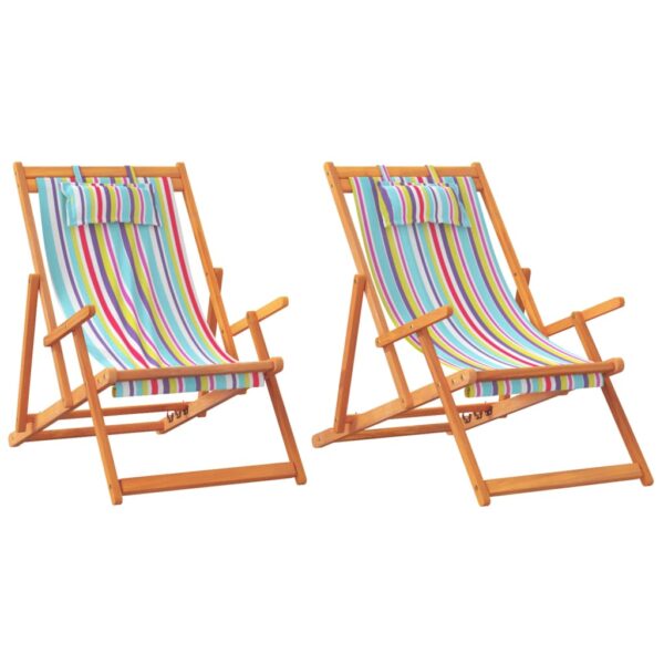 vidaXL Folding Beach Chairs 2 pcs Multicolor Fabric - Image 2