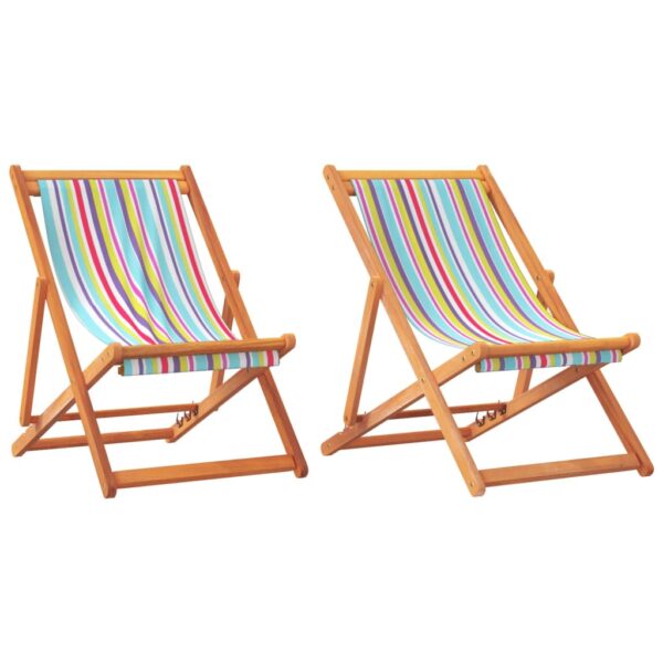 vidaXL Folding Beach Chairs 2 pcs Multicolor Fabric - Image 2