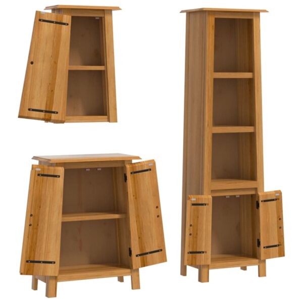 vidaXL 3 Piece Bathroom Furniture Set Solid Wood Pine - Image 4