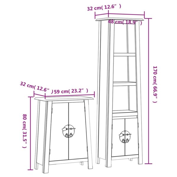 vidaXL 2 Piece Bathroom Furniture Set Solid Wood Pine - Image 9