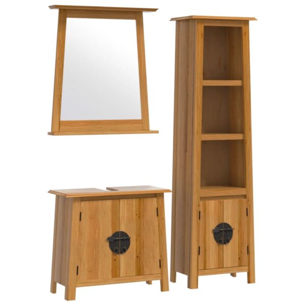 vidaXL 3 Piece Bathroom Furniture Set Solid Wood Pine - Image 2