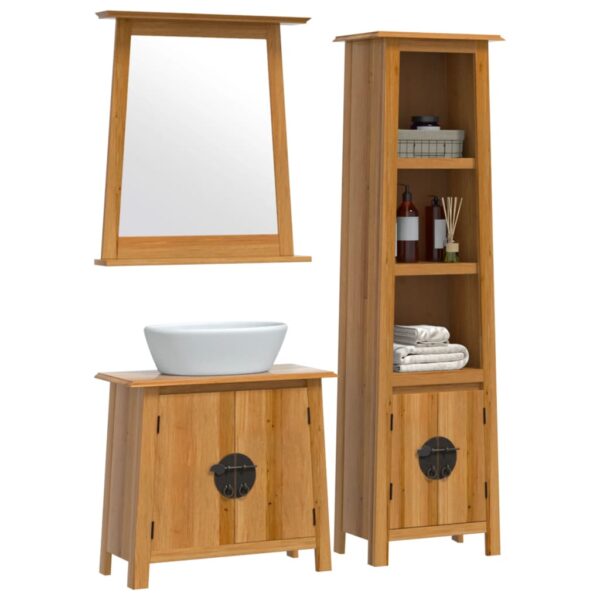 vidaXL 3 Piece Bathroom Furniture Set Solid Wood Pine - Image 3