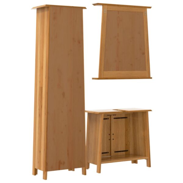 vidaXL 3 Piece Bathroom Furniture Set Solid Wood Pine - Image 7