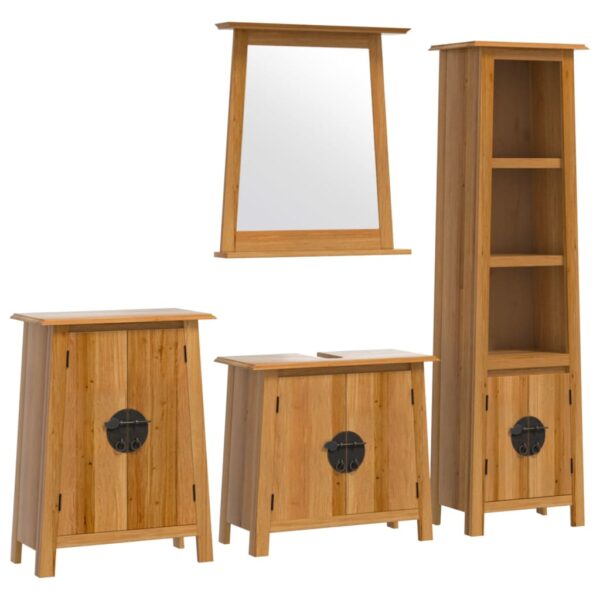 vidaXL 4 Piece Bathroom Furniture Set Solid Wood Pine - Image 2