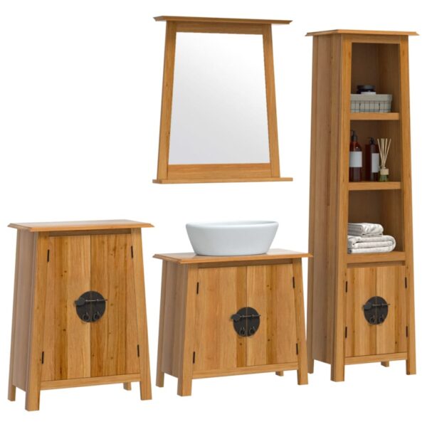 vidaXL 4 Piece Bathroom Furniture Set Solid Wood Pine - Image 3