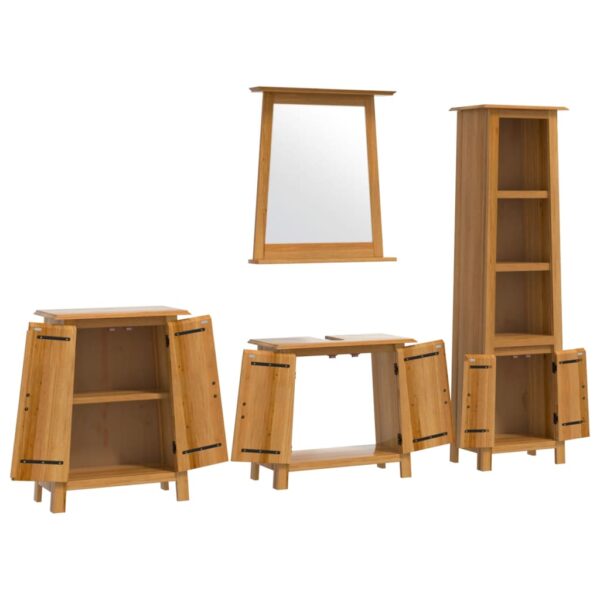 vidaXL 4 Piece Bathroom Furniture Set Solid Wood Pine - Image 4